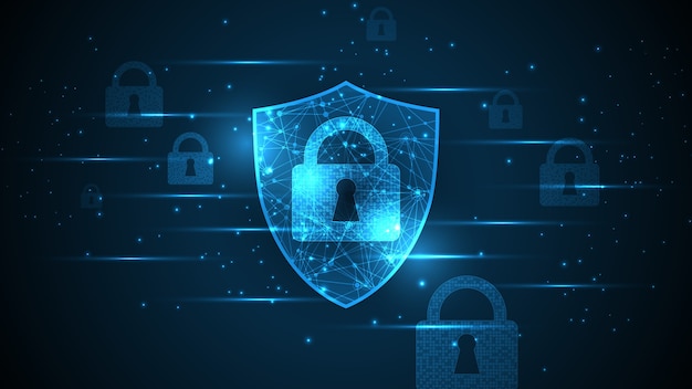 Cyber Digital-Konzept für Vorhängeschloss-Sicherheit