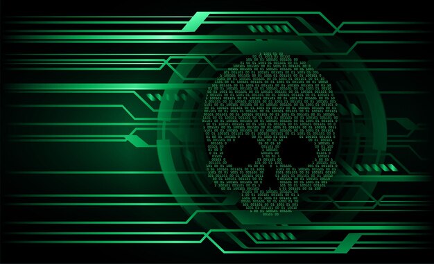 Cyber-Hacker-Angriff Hintergrund Schädel Vektor