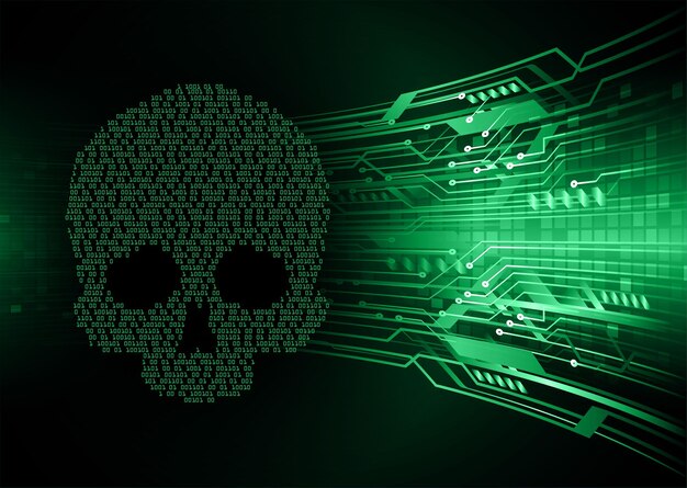 Cyber-Hacker-Angriffshintergrund, Schädelvektor