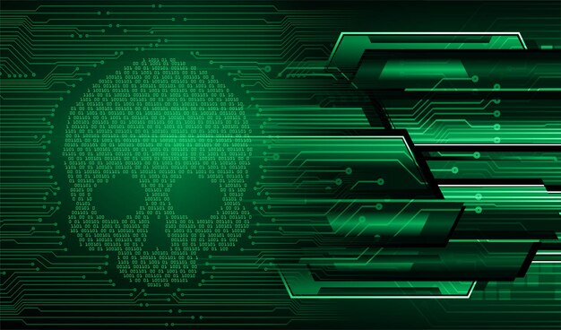 Cyber-Hacker-Angriffshintergrund, Schädelvektor