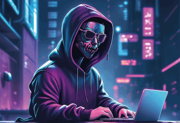 Cyber-hacker in der stadt cyber-hacker in der stadt cyber-sicherheitskonzept mit hacker in einem computer