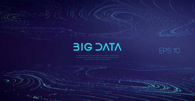 Cyber-komplexe big data-sound-visualisierung der branche. abstrakter big-data-flow-hintergrund.