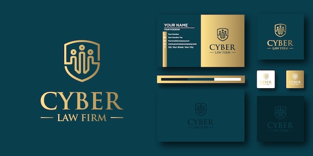 Cyber law logo briefvorlage mit modernem konzept und visitenkartendesign