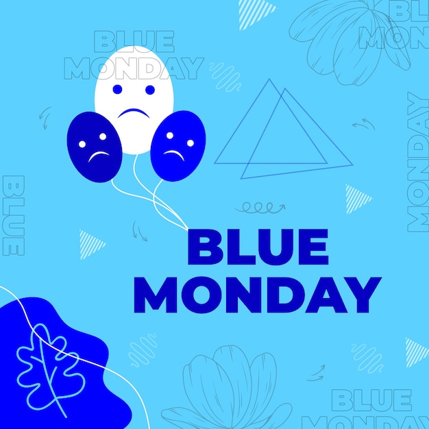 Vektor cyber monday blue monday bietet eine vorlage für social-media-posts an