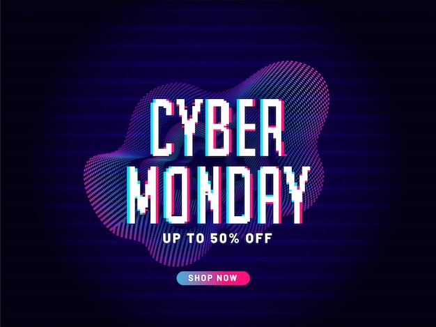 Cyber monday sale banner mit glitch-effekt