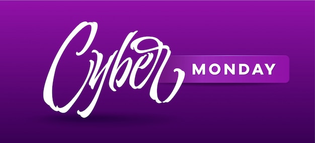 Cyber monday typografie für karten, banner, anzeigen, werbebroschüren, broschüren, verkäufe, werbeaktionen. handschriftliche kalligraphie. schriftzug typografie illustration