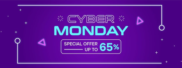 Cyber monday verkauf banner social media post vorlage mit lila farbe und modernem design