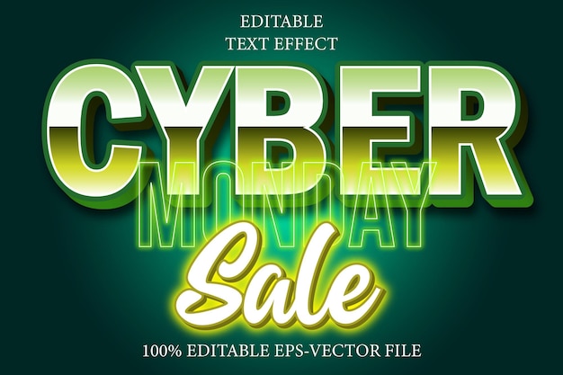 Cyber Monday Verkauf bearbeitbare Text-Effekt 3D-Neon-Stil