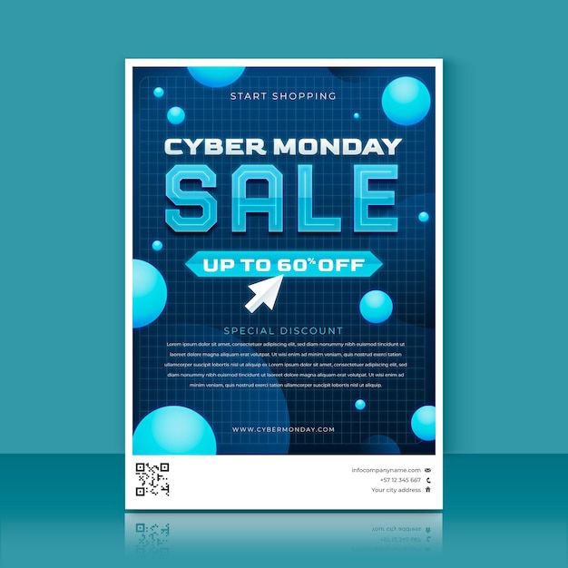 Vektor cyber monday vertikale postervorlage mit farbverlauf