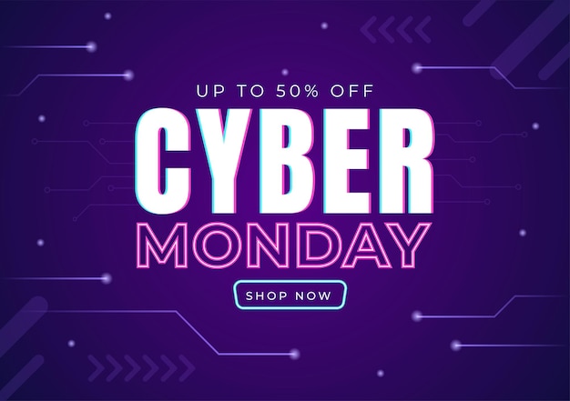 Vektor cyber monday vorlage handgezeichnete illustration von business online shopping mit big discount promo