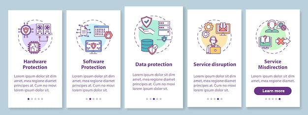 Cyber Security Onboarding Mobile App Seitenbildschirm mit Konzepten