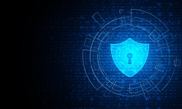 Cyber-Sicherheitstechnologie-Konzept Schild mit Schlüsselloch-Symbol mit Weltkarten-Hintergrund persönliches da