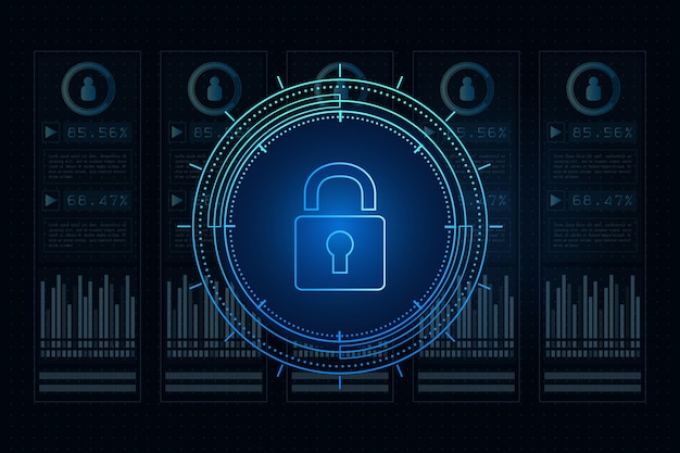 Cyber-sicherheitstechnologiekonzept schild mit persönlichen daten des schlüssellochsymbols