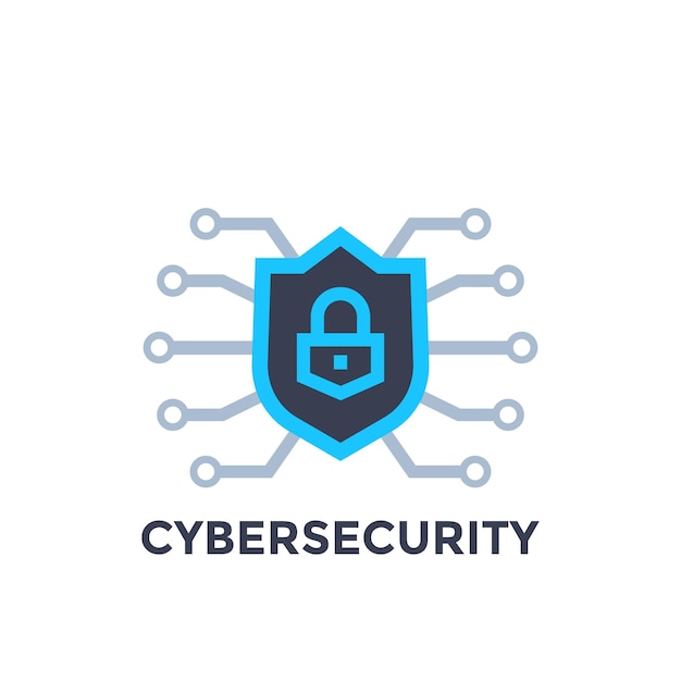 Cyber-sicherheitsvektorlogo mit schild