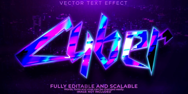 Cyber-Texteffekt bearbeitbare Zukunft und Neon-Textstil