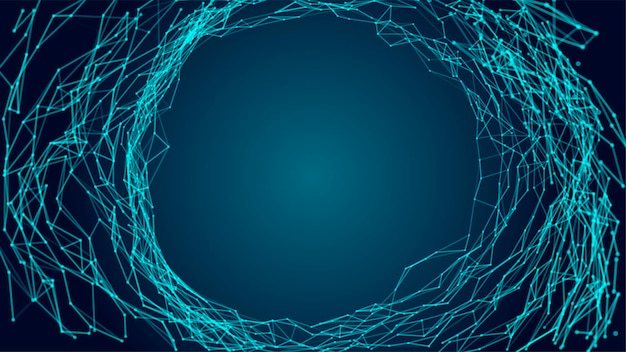 Vektor cyber-tunnel, bestehend aus beweglichen leuchtenden punkten vektor futuristischer unendlicher weltraumhintergrund konzept der datenübertragung im cyberspace hitech-illustration