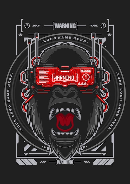 Vektor cyberpunk-gorilla-maskottchen-logo