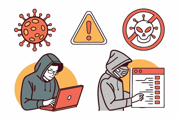Cybersecurity Threat Hacker Virus and Warning
