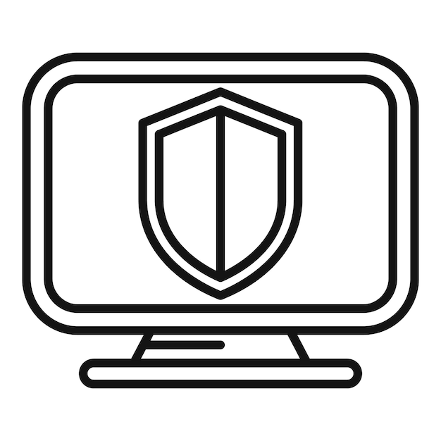 Cybersicherheitskonzept mit Schild und Computersymbol