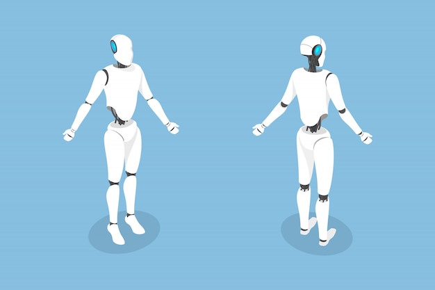 Cyborg flache isometrische Darstellung.