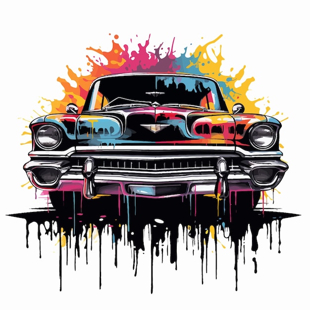 Vektor cyper_punk_car_vector_graphic_dripping_vector