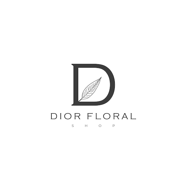 D-buchstabe-logo mit kreativem blumenkonzept für firmengeschäfts-schönheitsimmobilien premium-vektor