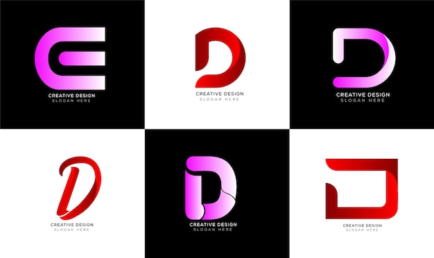 D-Buchstaben-Logo-Sammlung mit Farbverlauf