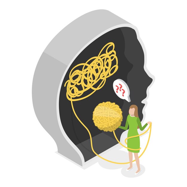 Vektor d isometrische flache vektor-illustration eines psychotherapeutischen gegenstandes für psychische gesundheit