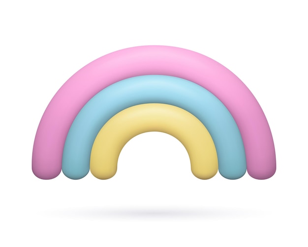 D Regenbogen-Wetter-Symbol Lehm realistisches dreidimensionales Cartoon-Design-Element in Pastellfarben