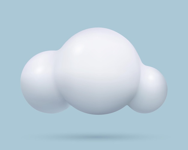 D weiße Wolkenikone realistisches dreidimensionales nettes Karikaturgestaltungselement auf Hintergrund des blauen Himmels