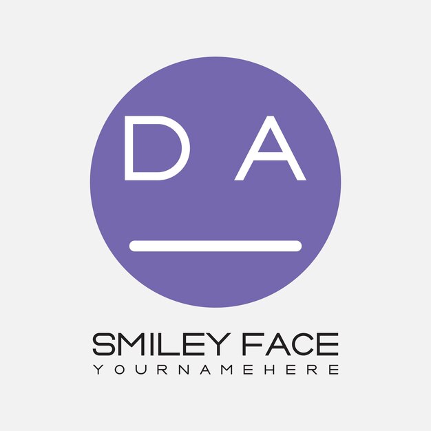 DA-Initialmonogram für das Smiley-Logo mit kreisförmigem Design