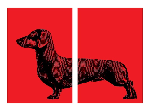 Dachshund-Hundkunstwerke Dachshund Poster Wiener oder Würstchen Hund Set Poster Pop-Art-Stil für zu Hause