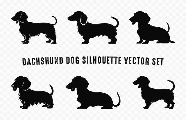 Vektor dackel-hunde-silhouetten, schwarzes vektor-set, schwarze silhouette von hunden, clipart-bundle