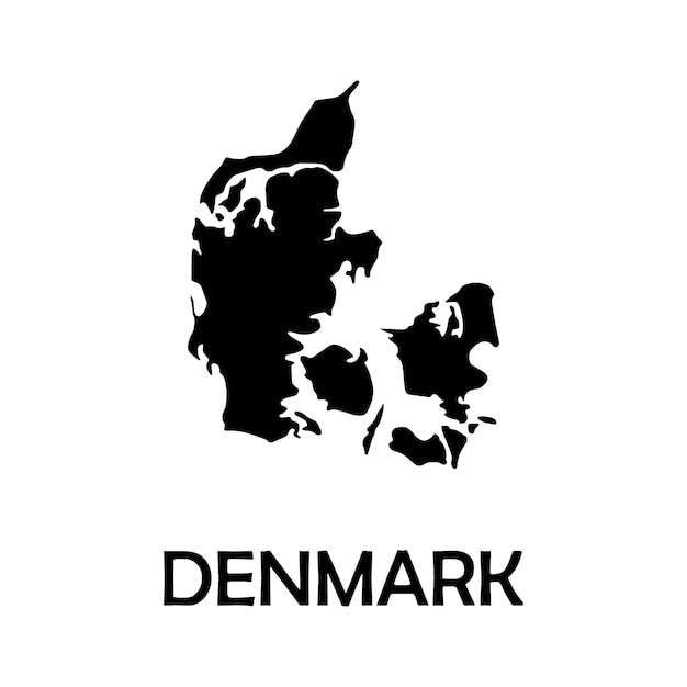 Vektor dänemark-karte auf weißem hintergrund vektor-dänemark-karte umrissform schwarz auf weiß vektor-illustration hohe detaillierte schwarze abbildung karte dänemark