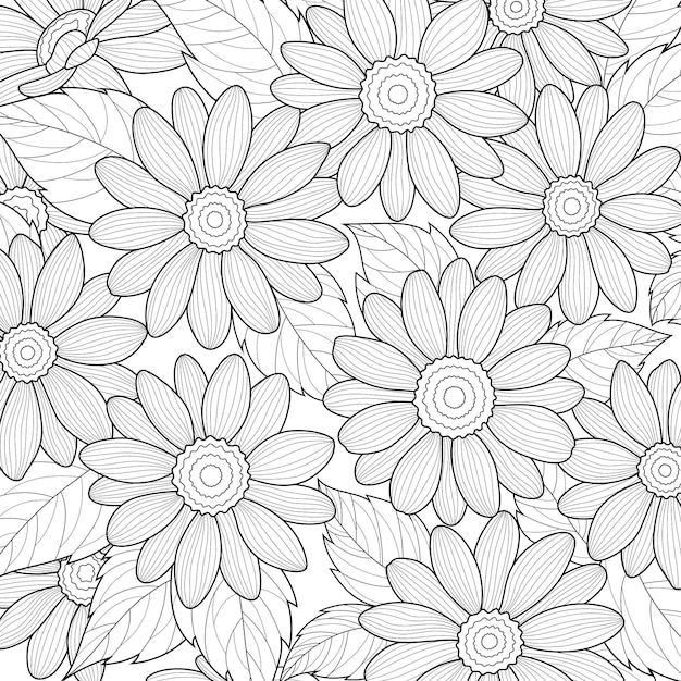 Daisy flower.malbuch antistress für kinder und erwachsene. illustration isoliert auf weißem hintergrund.zen-tangle-stil.schwarz-weiß-zeichnung.