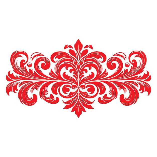 Damask rote Farbe Element orientalischer Vektor isolierter weißer Hintergrund