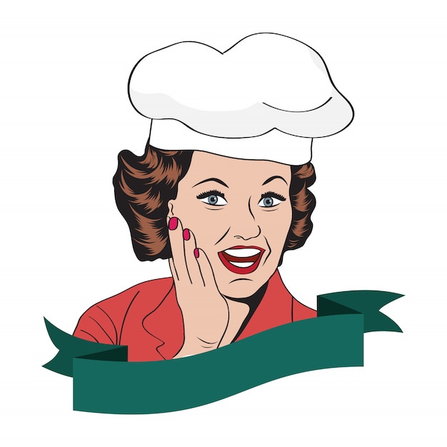 Vektor dame chef, retro-illustration