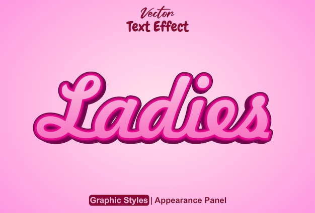 Damen-Text-Effekt mit grafischem Stil in rosa und bearbeitbar