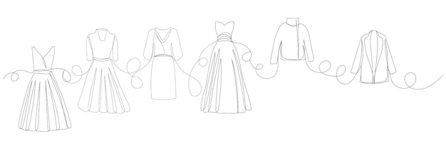 Damenbekleidung skizzieren einen strichzeichnungsvektor