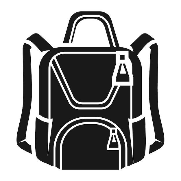 Damenrucksack vorne, Symbol Einfache Illustration des Damenrucksacks vorne, Vektorsymbol für Webdesign, isoliert auf weißem Hintergrund