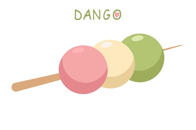 Dango japanisches traditionelles dessert isoliert auf weiß hanami dango japanischer dango-dessertvektor