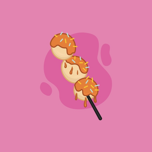 Dango-Kuchenillustration auf rosa Hintergrund