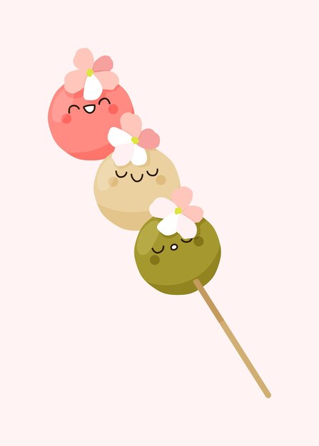 Vektor dango-zeichen auf stick-vektor-illustration isoliert auf beige