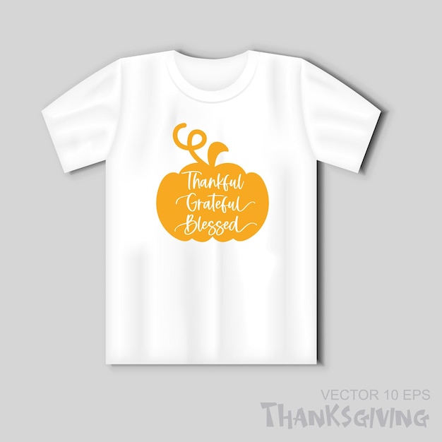 Dankbare, dankbare, gesegnete vektorillustration mit kürbis thanksgiving-design mit beschriftungselement