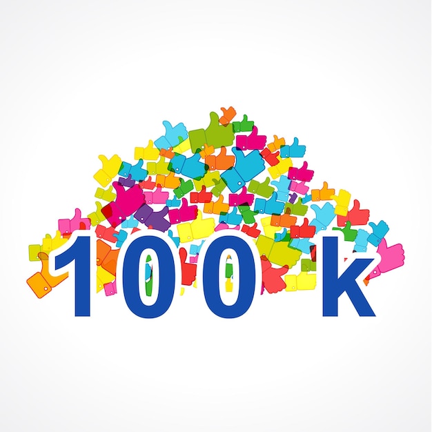 Danke 100 000 internet-follower-grußkarte. social-media-plakat.