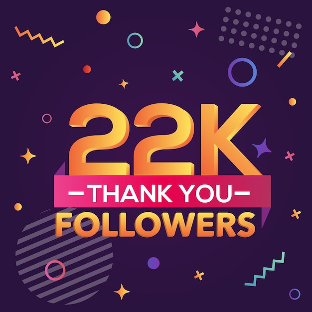 Danke 22000 follower, danke banner. erste 22k-follower-glückwunschkarte mit geometrischen linien