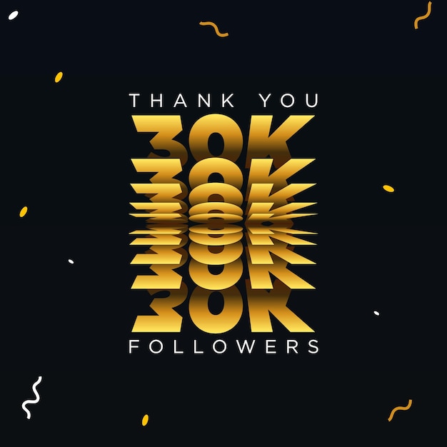 Vektor danke 30.000 oder 30.000 follower. schwarze und goldene farbvektorillustration.