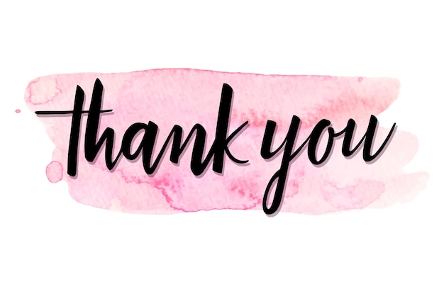 Danke, vektorhandgeschriebene Kalligrafie über rosa Aquarellpinsel streicht Hintergrund.