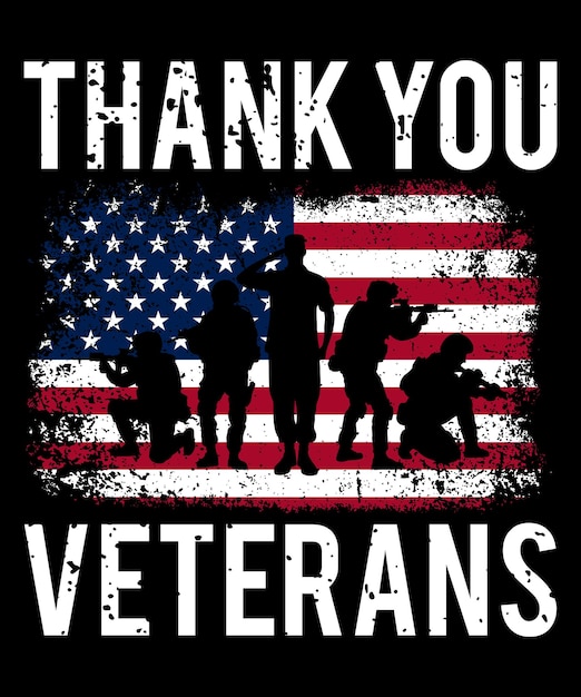 Danke veteranen american freedom day textur usa-flagge 4. juli veteran day shirt für den druck