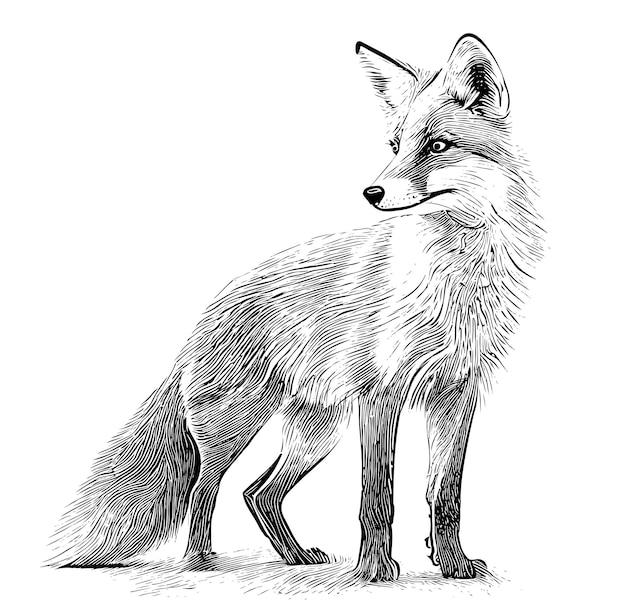 Dargestellt ist ein Fuchs mit schwarzem Umriss.